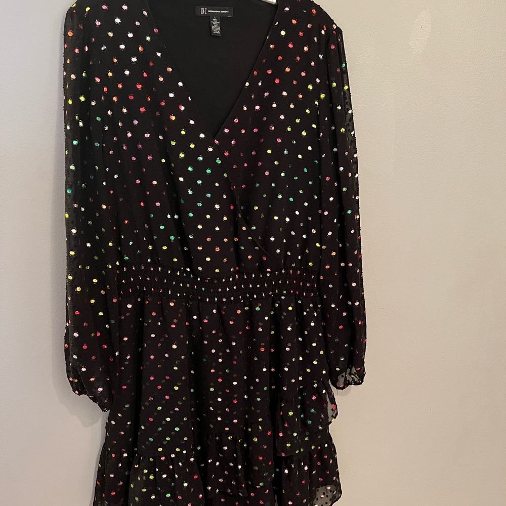 Black multi colored polka dots!